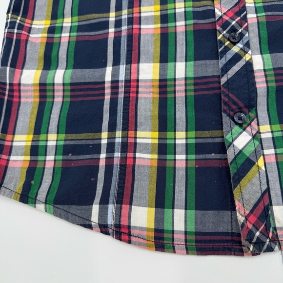 Company 81 Men's Bright Colored Short Sleeve Plaid Shirt Navy Pink Green Medium - Picture 13 of 14